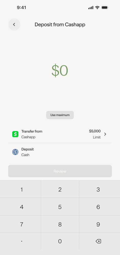 Enter deposit amount