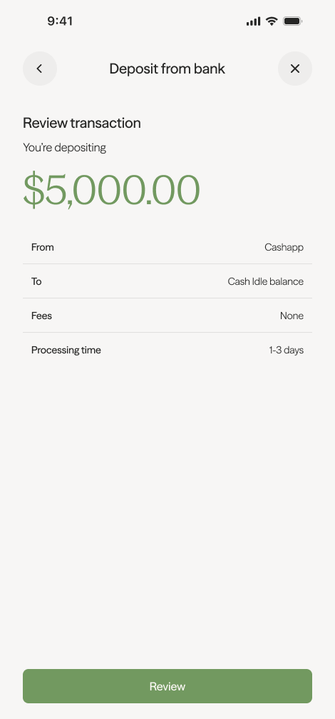 Review and confirm amount