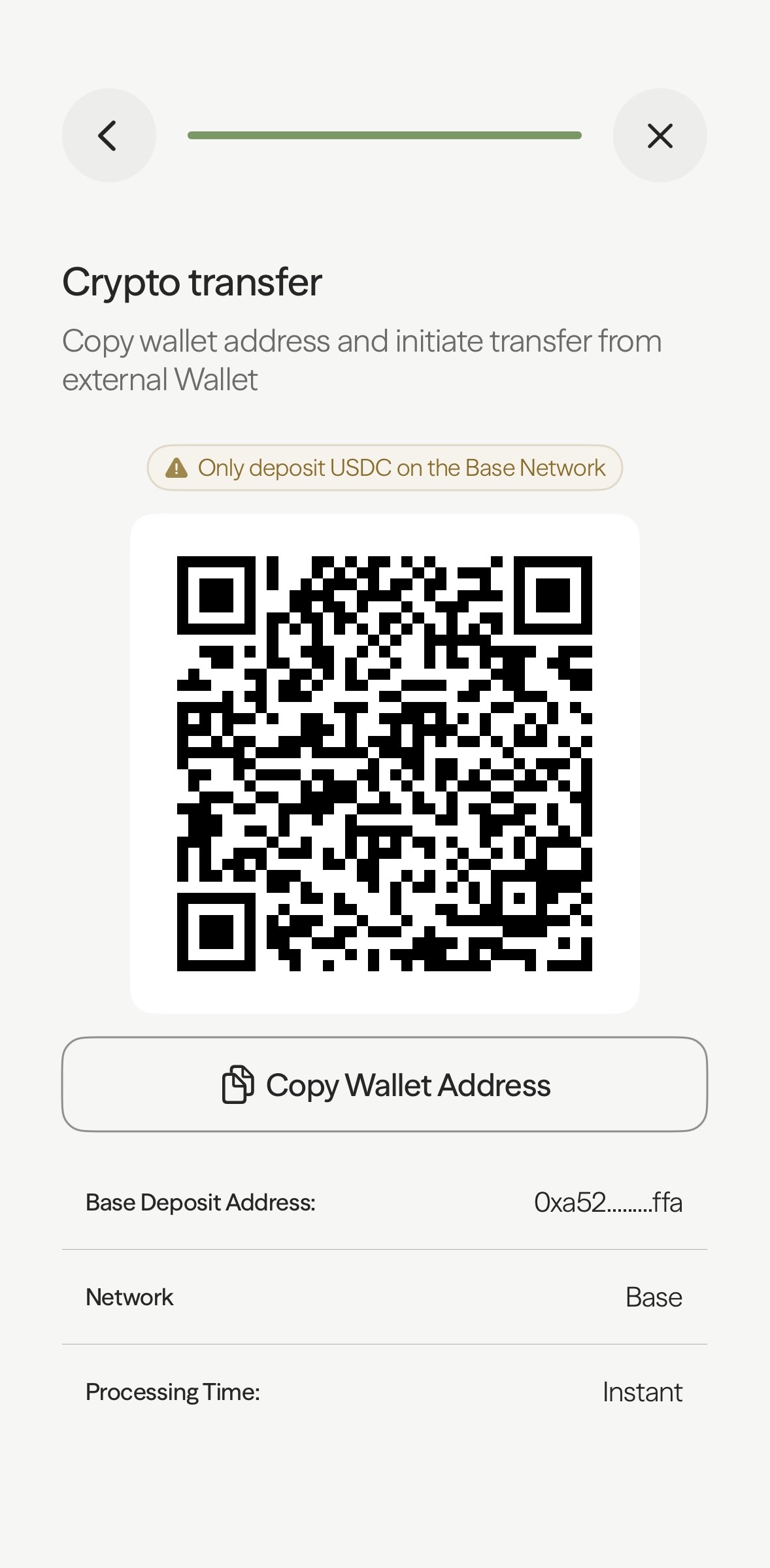 QR code or wallet address