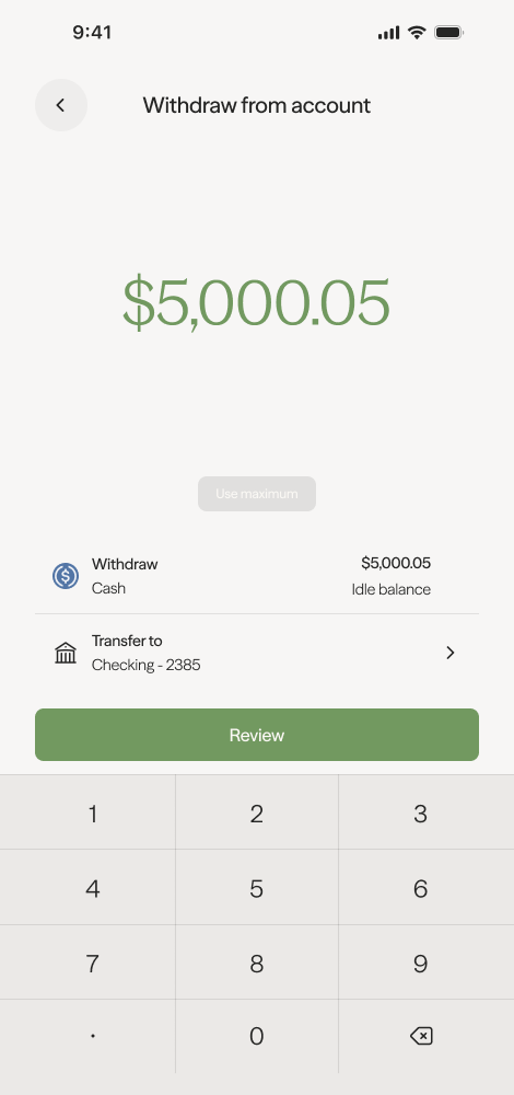 Enter withdrawal amount