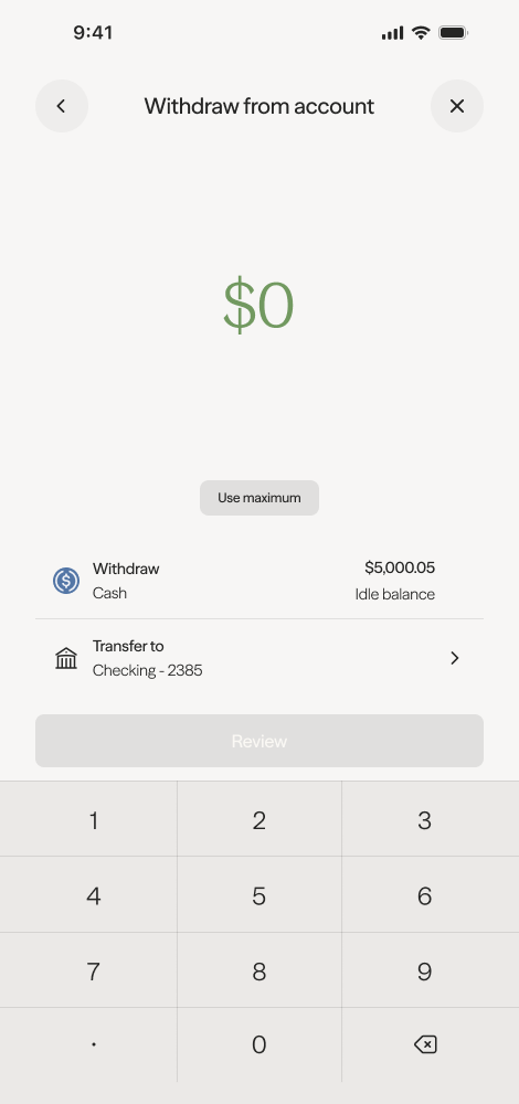 Select account to withdraw from